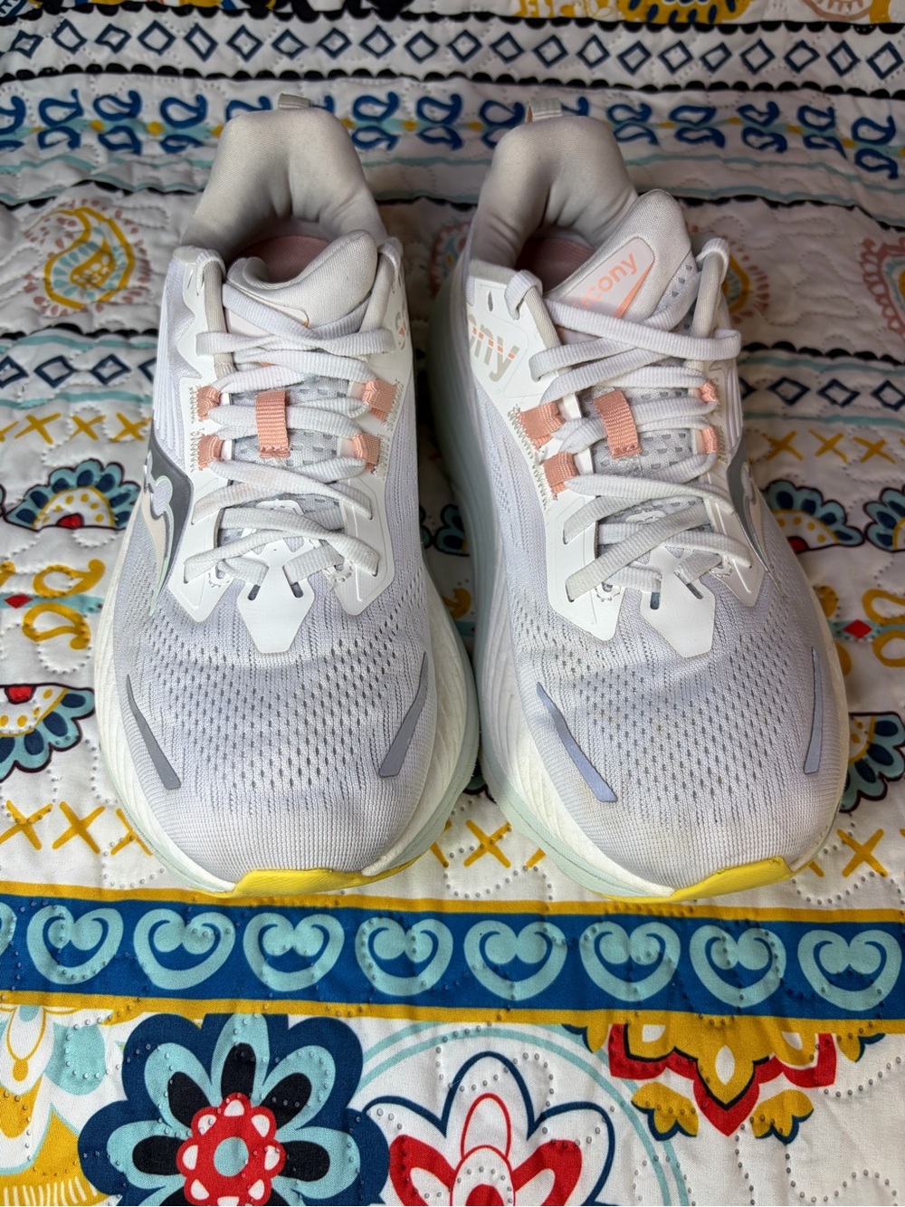 Saucony Women's White Athletic Running Shoes with Pink Accents